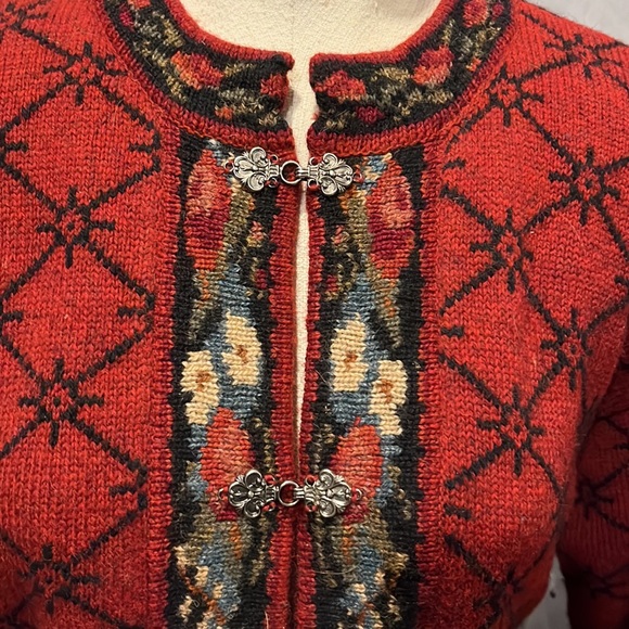 icelandic red wool sweater coat - Picture 2 of 3